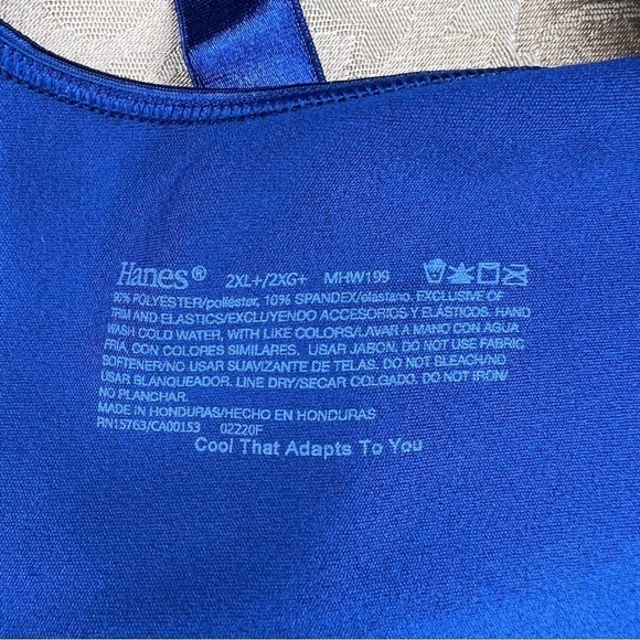 NEW XXL+ HANES BRA BLUE WITH LACE TRIM LINED WIREFREE CASUAL COMFORTABLE - Picture 8 of 9